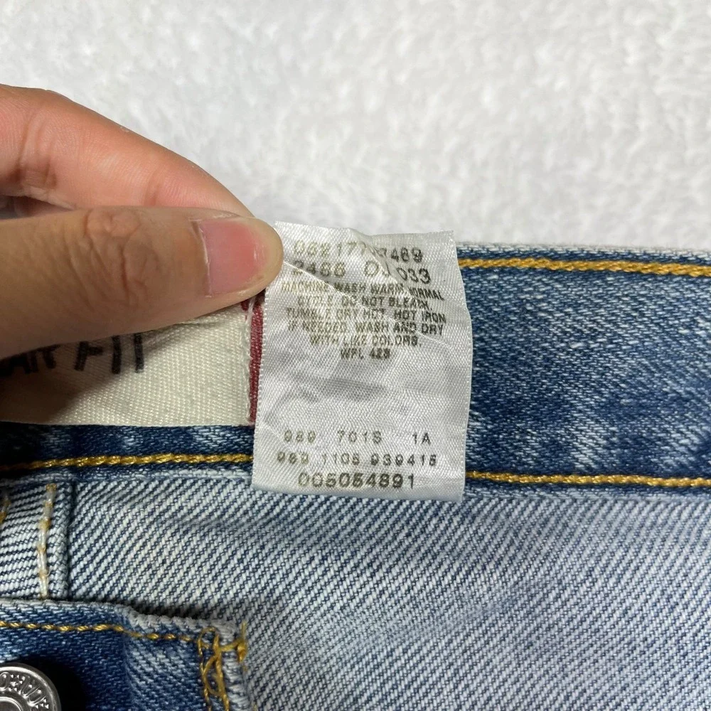 Levi's 505 Regular Fit Straight Jeans Men's Blue Denim Pockets Classic - 34X32.5